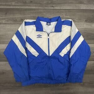 Vintage Umbro Jacket Mens Large Blue White Colorblock Windbreaker 90s Soccer
